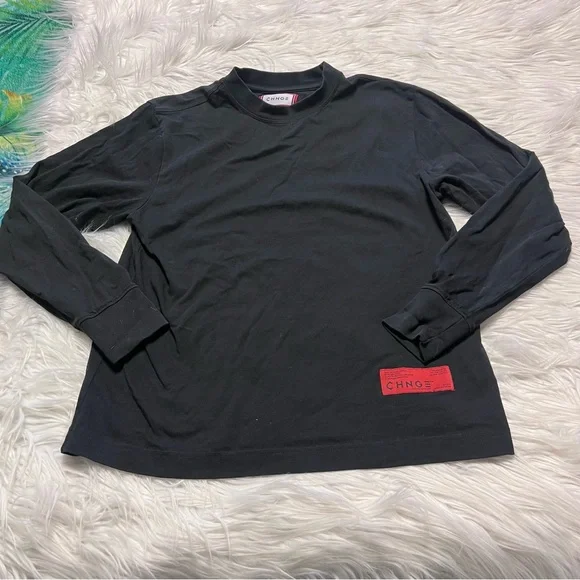 CHNGE organic cotton embroidered- Black Long Sleeve Top with White Text - Picture 2 of 7